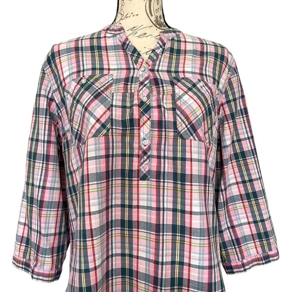 Bit & Bridle Roll Sleeve Plaid Shirt Size Large - Picture 6 of 7